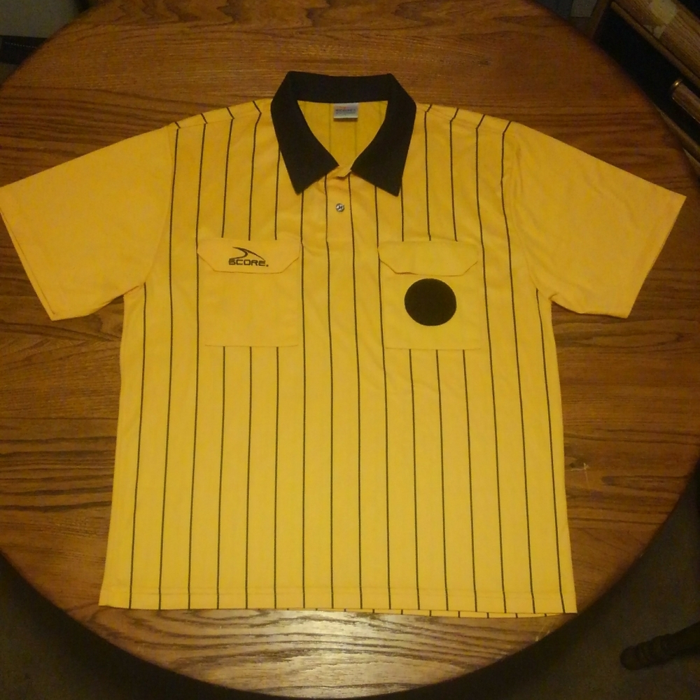Vintage Score Referee Polo Yellow Shirt Large